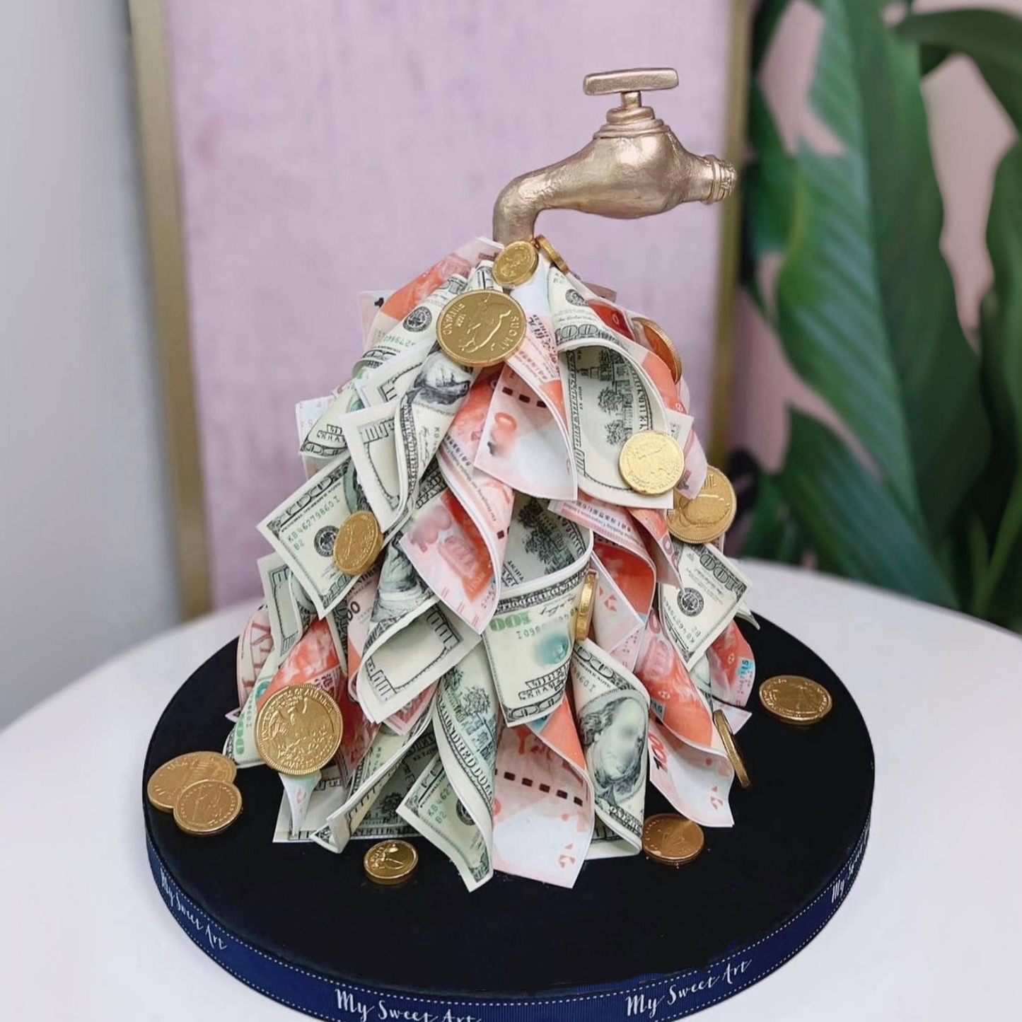 Water pipe money cake