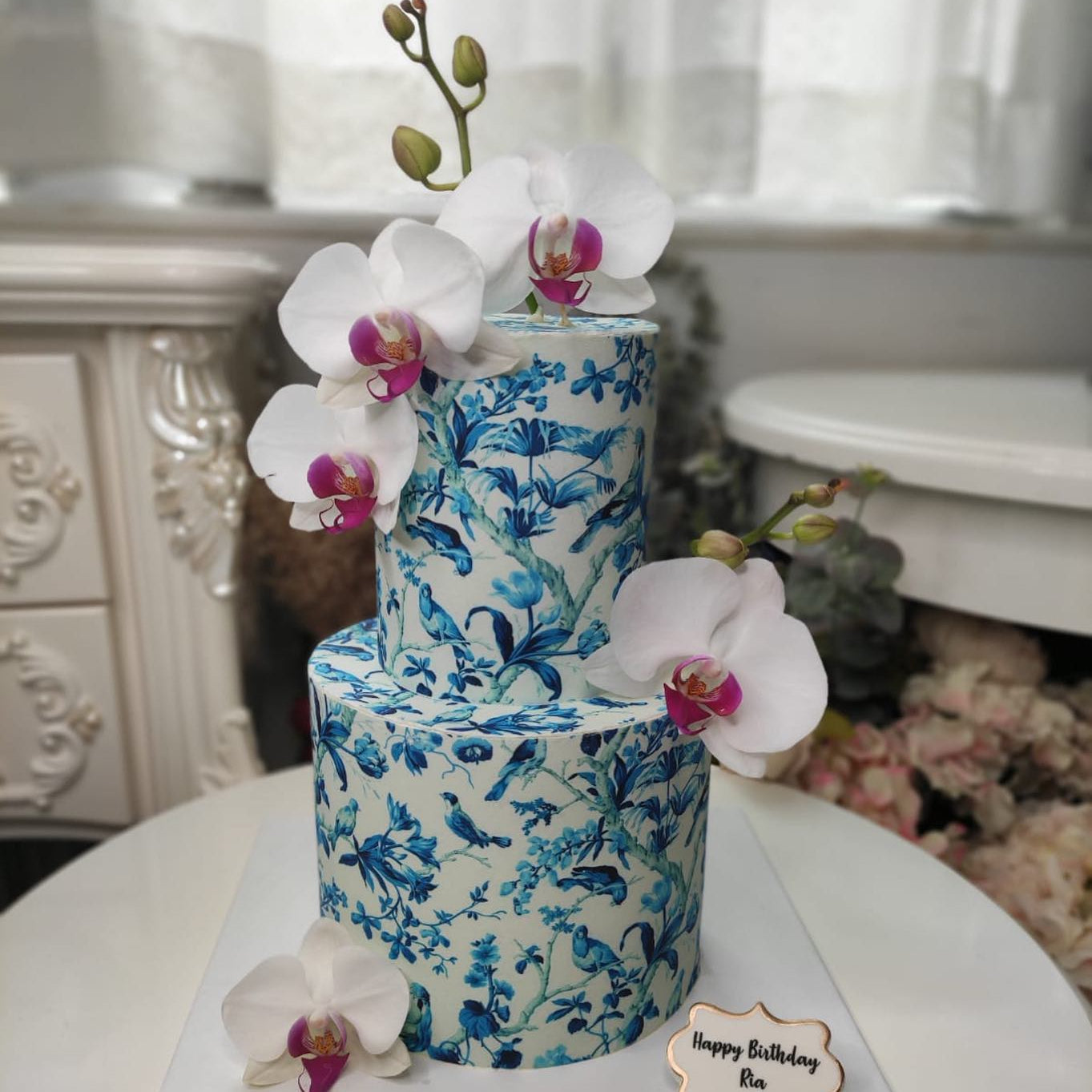 蘭花雙層造型蛋糕(鮮花) | 訂製造型蛋糕 - My Sweet Art