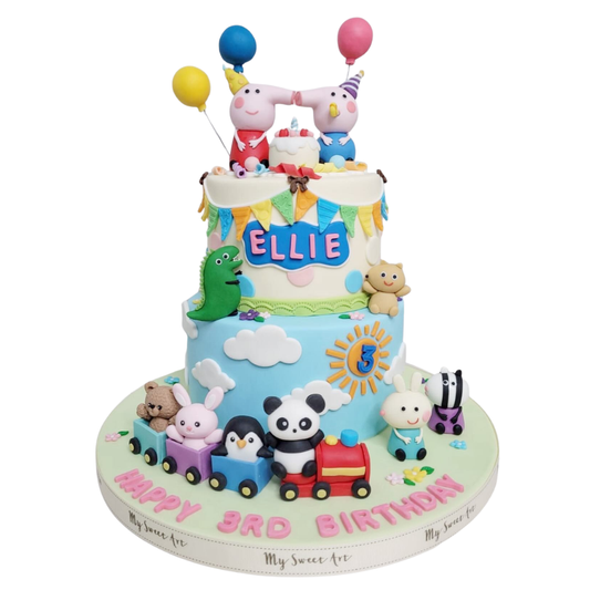 Peppa Pig and friend 兩層造型蛋糕