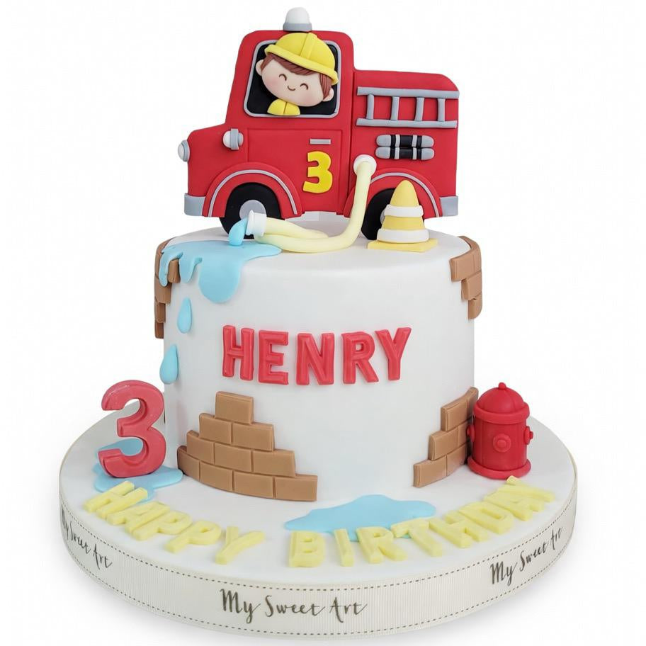 消防員消防車造型蛋糕 | 訂製造型蛋糕 - My Sweet Art