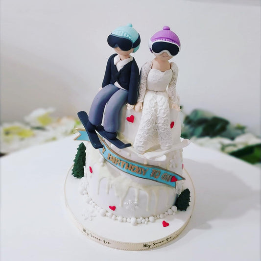 滑雪夫妻人像造型蛋糕 | 訂製造型蛋糕 - My Sweet Art